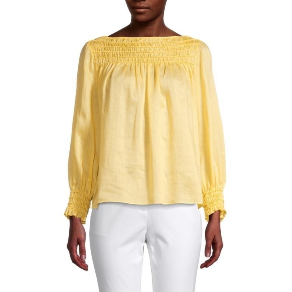 Lafayette 148 New York Paley Smocked Blouse